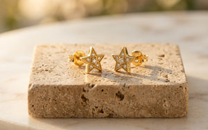 Girlish Star Shaped Gold Stud Earrings